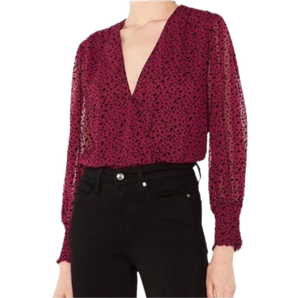 Misa LA Bertha Velvet Star Print Bodysuit NWT